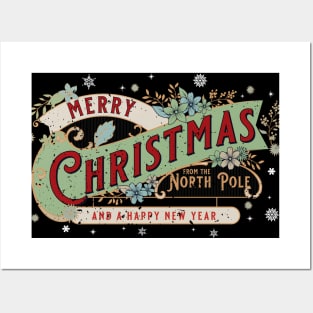 Merry Christmas Retro Type (distressed) Posters and Art